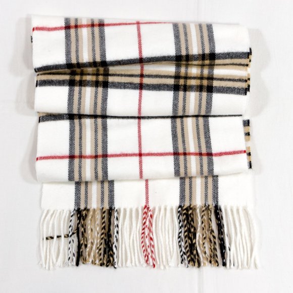 Accessories - Plaid Cashmere Tassel Scarf Hand Tailored